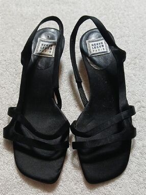 Herve Leger Black Strappy Slingback Sandals Size 38.5 GORGEOUS